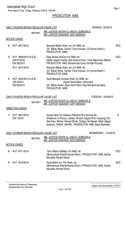 Download Cause List - Islamabad High Court