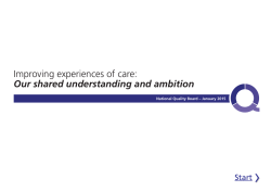 Improving experiences of care: Our shared