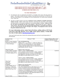 FORT BEND COUNTY SALES FOR FEBRUARY 3 , 2015 FORT