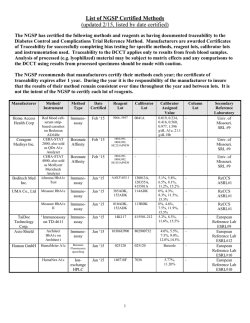 List of NGSP Certified Methods (updated 2/15, listed by date certified)