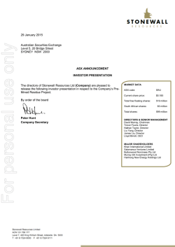 Pre-Mined Residue Investor Presentation