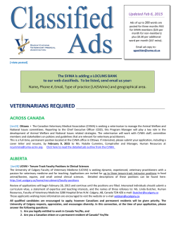 Classifieds - Saskatchewan Veterinary Medical Association