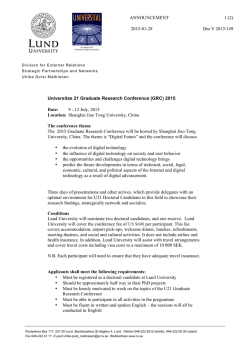 ANNOUNCEMENT 1 (2) 2015-01-28 Dnr V 2015