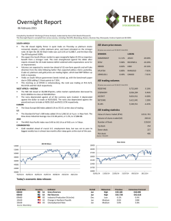 Overnight Report - Thebe Stockbroking