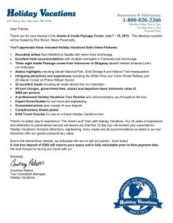 View Brochure - Holiday Vacations