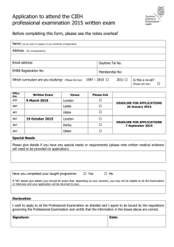 Application to attend the CIEH professional examination 2015