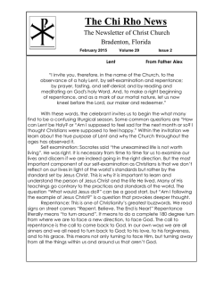 FEBRUARY 2015 CHI RHO - Christ Episcopal Church