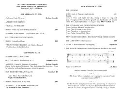 Order of service - Central Presbyterian Church