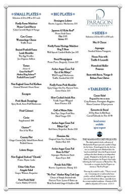 the menu at Paragon