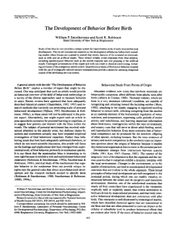 The Development of Behavior Before Birth