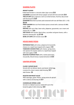 Menu - Corner Hotel