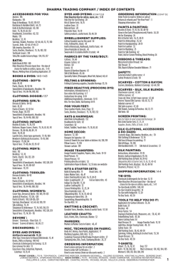 DHARMA TRADING COMPANY / INDex Of CONTeNTs