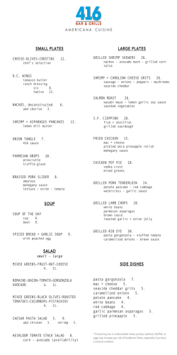 ! ! ! ! SMALL PLATES ! ! SOUP SALAD LARGE