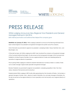 PRESS RELEASE - White Lodging