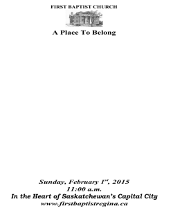 February 1, 2015 - First Baptist Church Regina