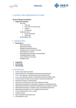 SERVICES 1. ALLERGY AND IMMUNOLOGY CLINIC