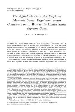 The Affordable Care Act Employer Mandate Cases: Regulation