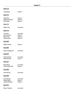Update 5 - Swim Scotland