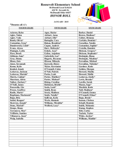 Roosevelt Elementary 2nd Nine Weeks Honor Roll