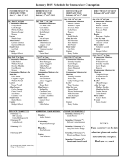 Ministry schedule - Immaculate Conception Catholic Church