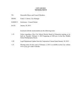 CITY OF RYE MEMORANDUM TO: Honorable Mayor - E