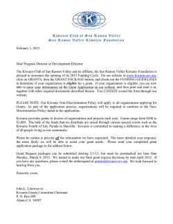 Grant Package - Kiwanis Club of San Ramon Valley