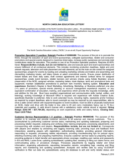 Job Postings - North Carolina Education Lottery