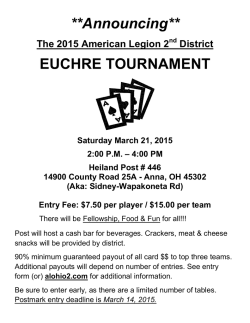 **Announcing** EUCHRE TOURNAMENT