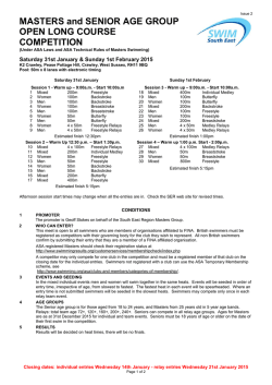 Entry Pack LC15 - Camden Swiss Cottage Swimming Club