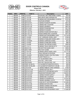February 1st, 2015 Price List