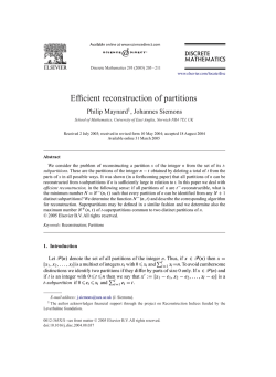 Efficient reconstruction of partitions
