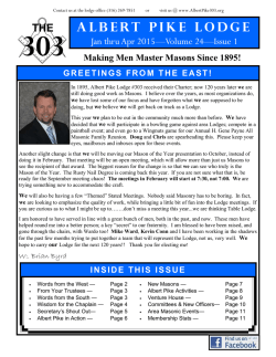 January thru April 2015 - Albert Pike Lodge #303