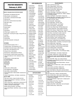 Weekly Prayer List