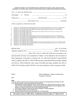 OBC NCL Certificate Forms - M.Tech. Admissions 2015, IIT Madras