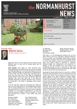 Normo News, Term 1 Week 1 - Normanhurst Boys High School