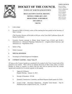 DOCKET OF THE COUNCIL - North Kingstown Government