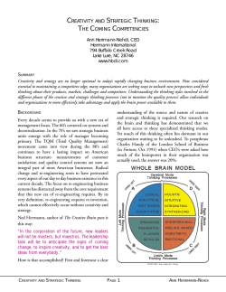 CREATIVITY AND STRATEGIC THINKING: THE COMING