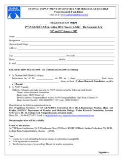 REGISTRATION FORM 2nd SN GENETICS Convention 2014