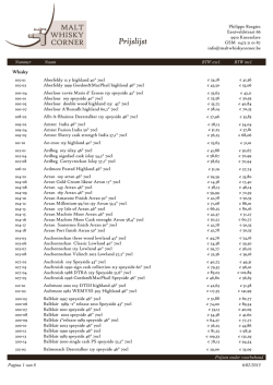 Prijslijst - MALT WHISKY CORNER
