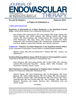 TABLE OF CONTENTS - Journal of Endovascular Therapy