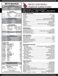 2015 Ball State Softball Quick Facts 2015 Schedule