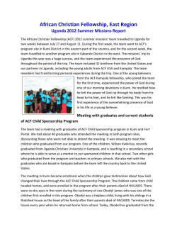 Uganda Mission &ndash; 2012 - ACF