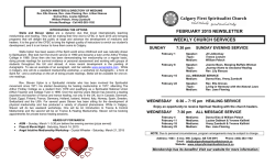 February 2015 Newsletter - Calgary First Spiritualist Church