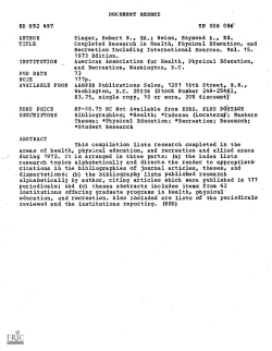 Completed Research in Health, Physical Education, and Recreation