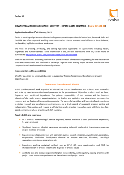 Evolva SA DOWNSTREAM PROCESS RESEARCH SCIENTIST