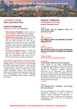 The WORLD FORUM for Foreign Direct Investment 2015 February 8 &ndash; 10
