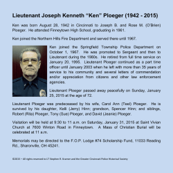 &ldquo;Ken&rdquo; Ploeger - The Greater Cincinnati Police Historical Society