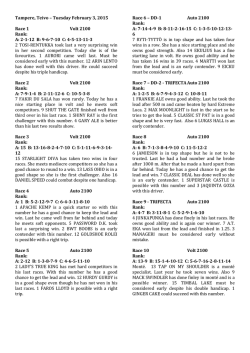 Tampere, Teivo &ndash; Tuesday February 3, 2015 Race 1