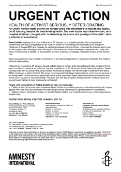 Health of Activist Seriously Deteriorating (UA 318/14)