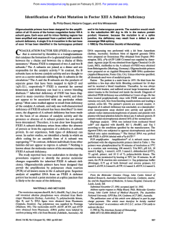 Identification of a Point Mutation in Factor XI11 A Subunit